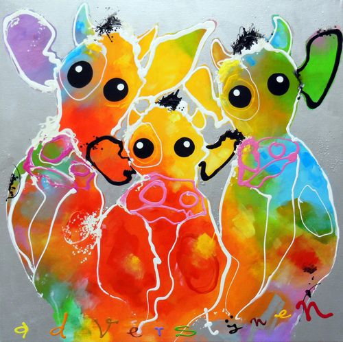 Drie opgewekte koeien