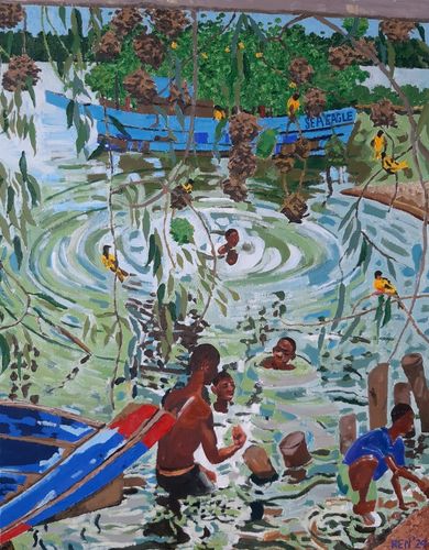 Baders in de mangrove bij Mandinaring